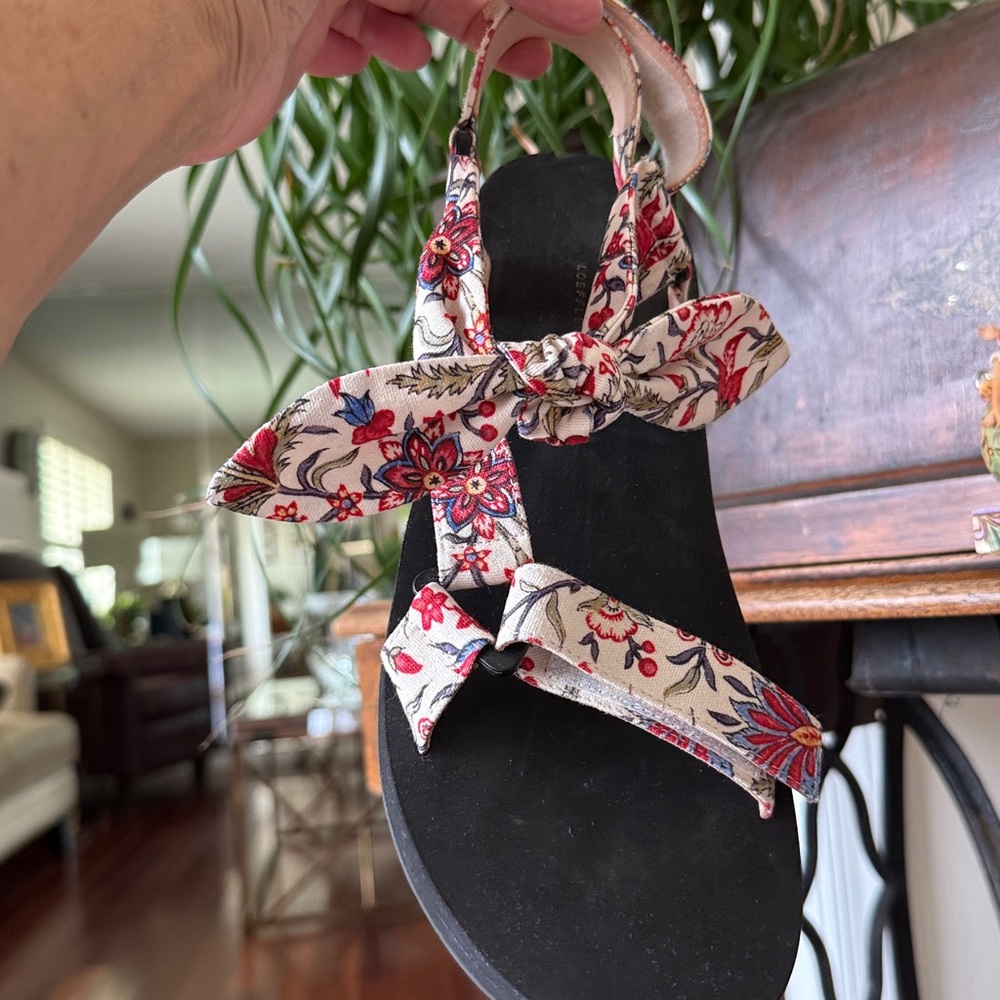 Loeffler Randall Floral Tie-Up Sandals with Black Soles Like New Size 11